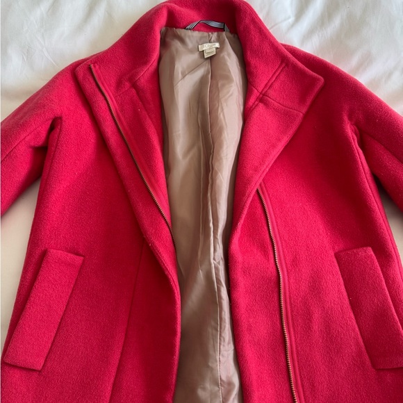 J Crew Coral Fuscia Pink Wool Cacoon City Pea Coat - Picture 3 of 7